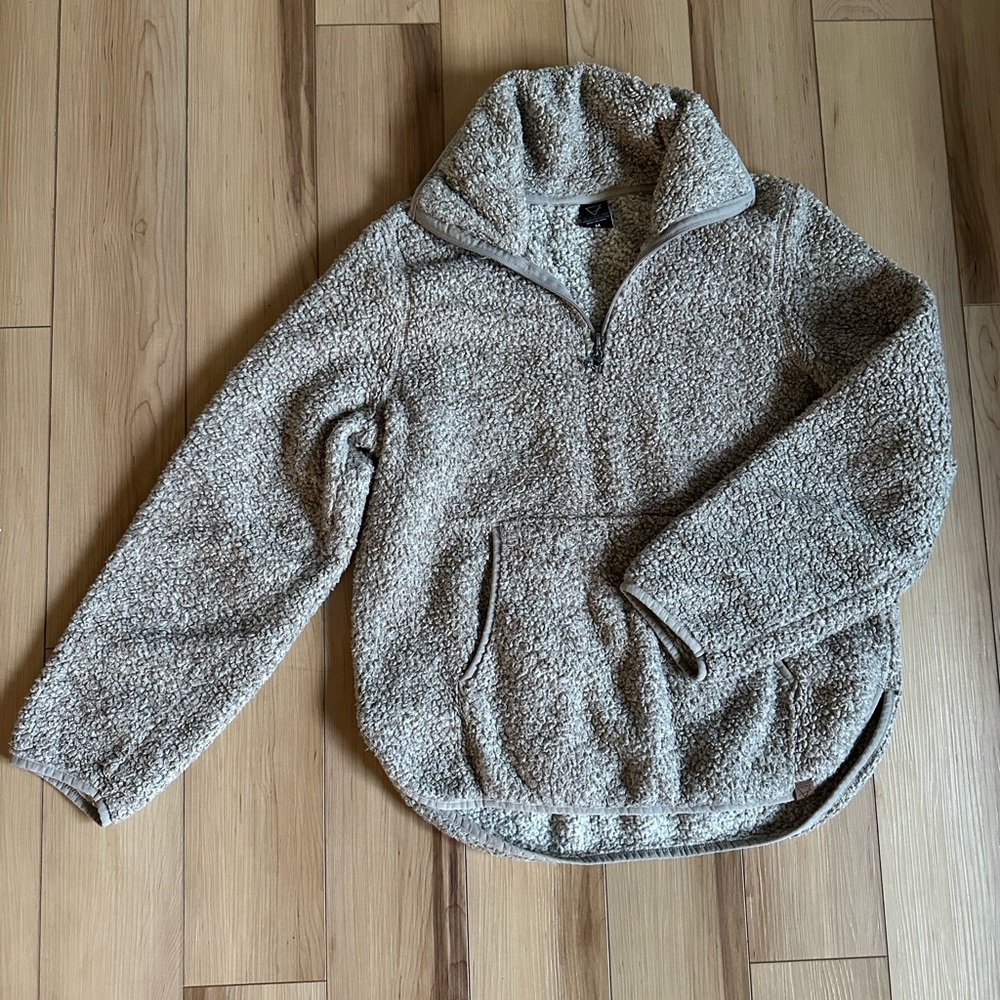 LIV Life Integrity Earth Cozy Sherpa Pullover Womens Medium Brown Tan